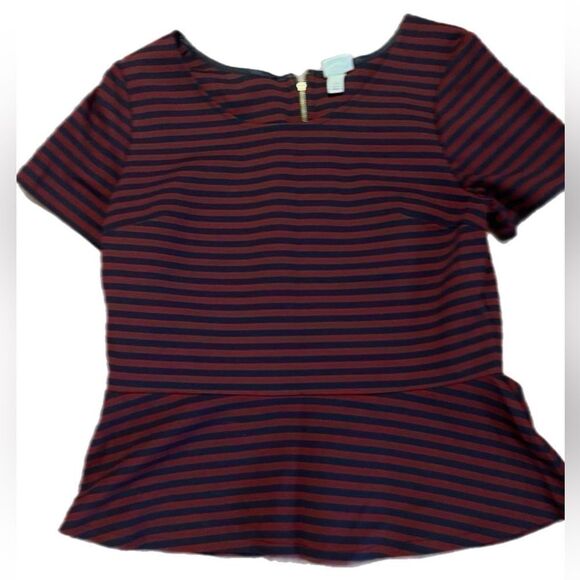 MERONA Peplum Stripped Top. Size Large - Picture 4 of 7